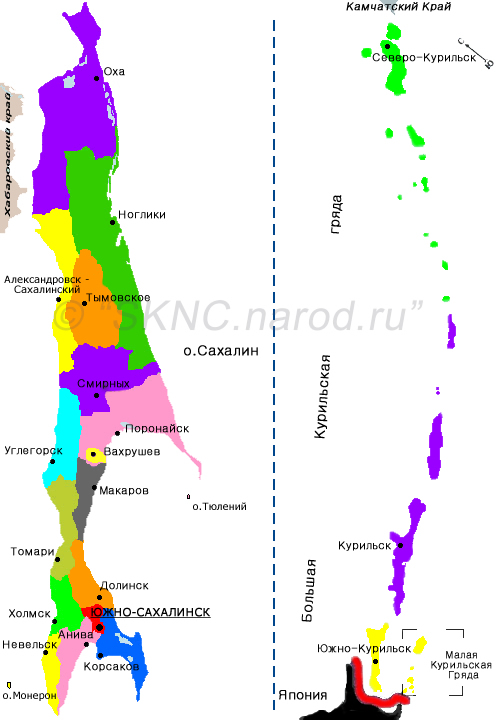 Административная карта Сахалинской области